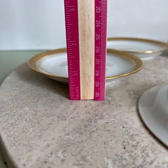 Vintage M.F&CO Limoges UC France Marshall Field Gold Leaf Rim Set of 5 Teacup Pl - Picture 7 of 9